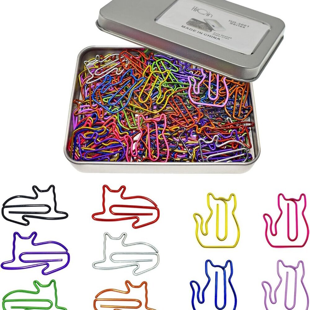 100 pcs Cat Paper Clips Cute Decorative Paperclips, Cat Lover Gifts for Women, F - Picture 1 of 6